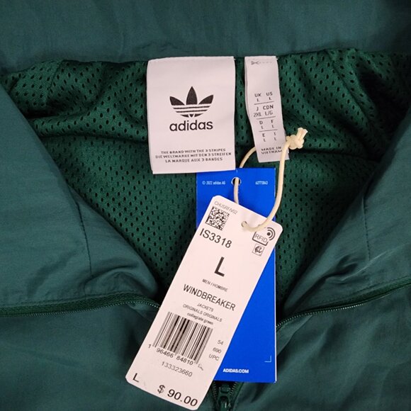 Adidas Men's Lifestyle NY Windbreaker IS3318 Collegiate Green Size Large L - Picture 5 of 6